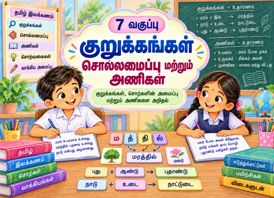 7ஆம் வகுப்பு – குறுக்கங்கள், சொல்லமைப்பு மற்றும் அணிகள்